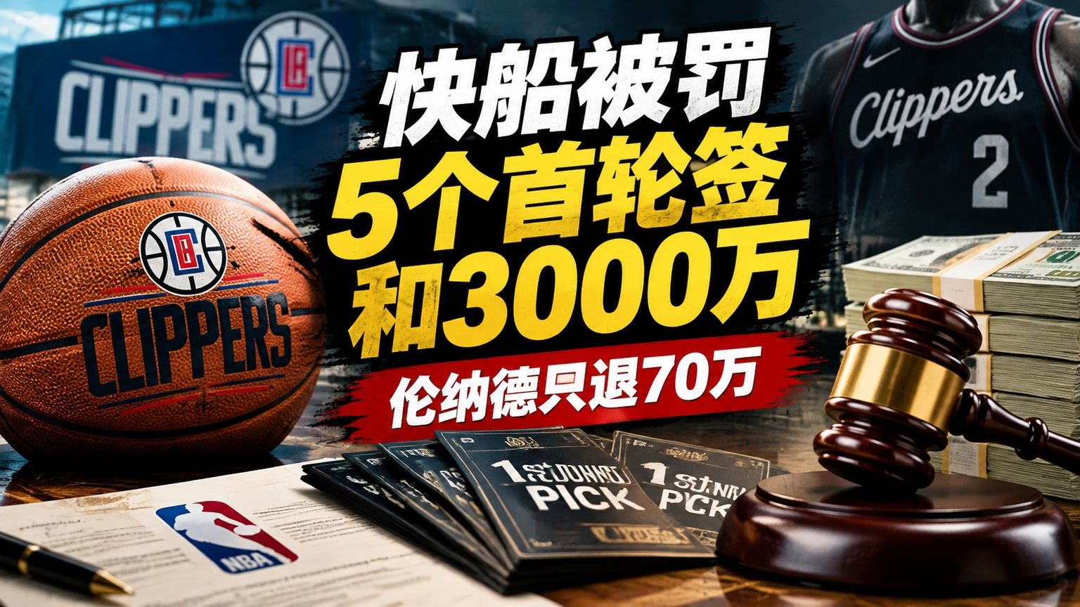 快船被罚5个首轮签和3000万，伦纳德只退70万