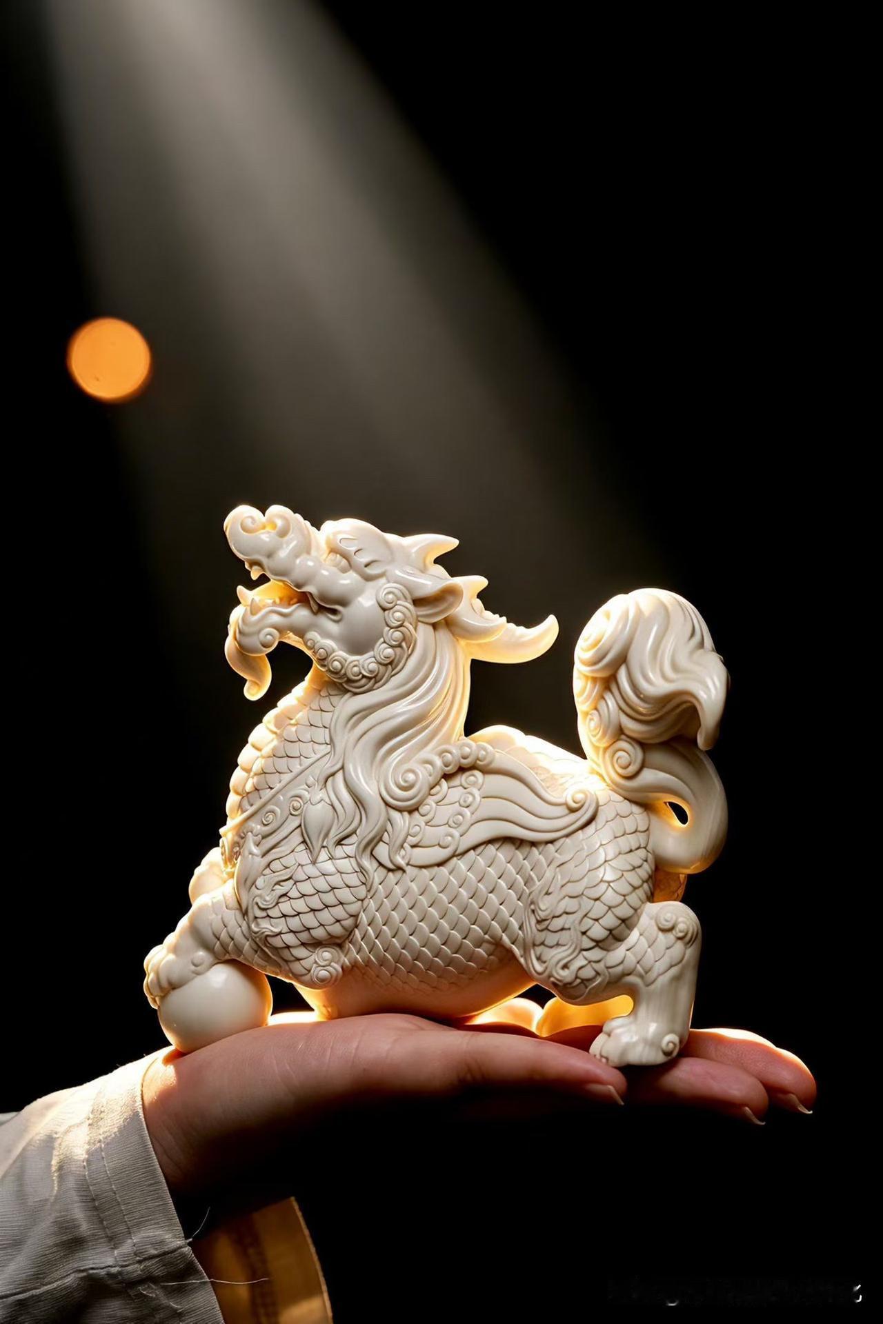 一对麒麟摆在案头，空间会变。

猛犸同料的温润，不张扬，却很耐看。光打下来，边缘
