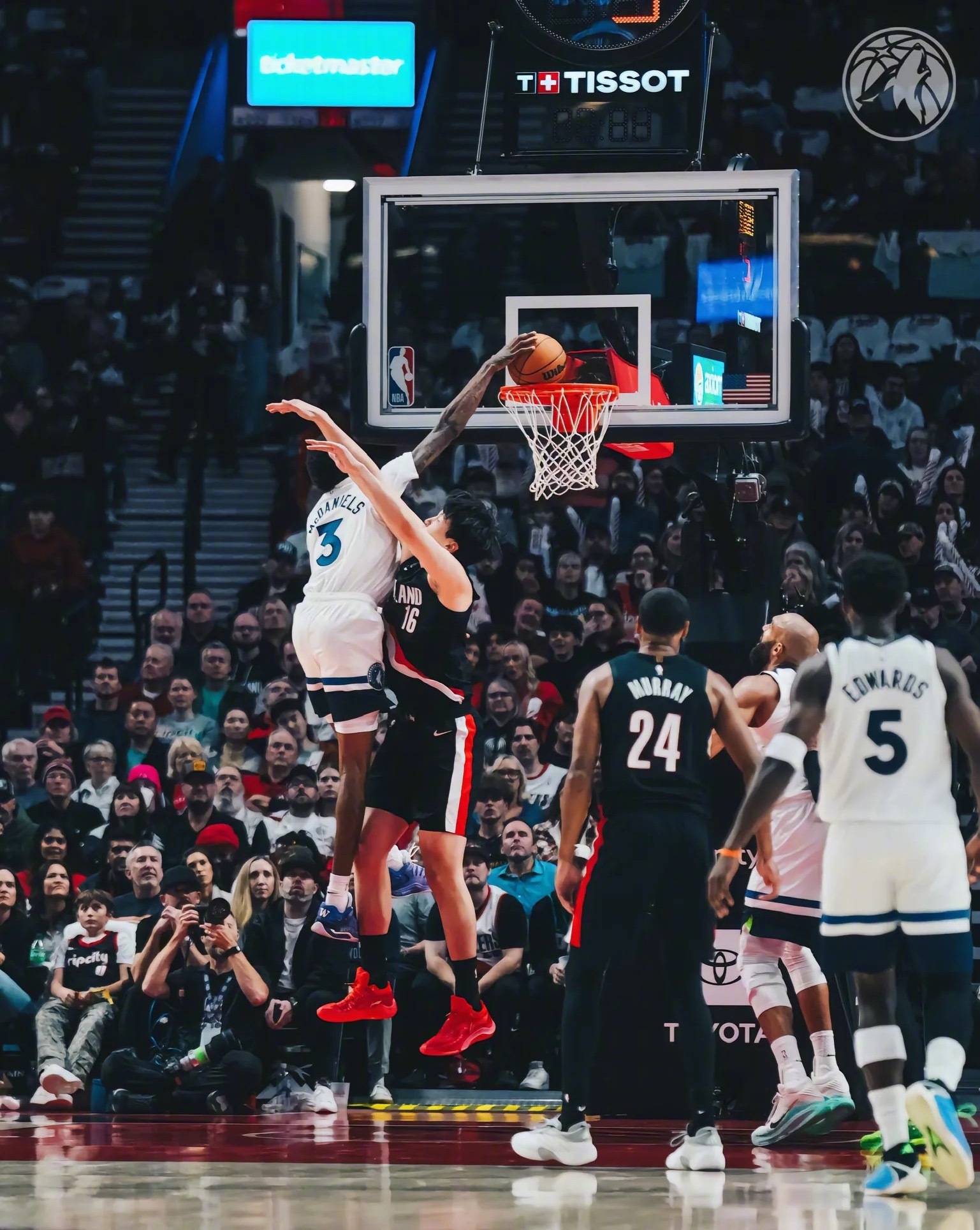 森林狼赛后官方发声，向开拓者新秀杨瀚森致意，发完：欢迎来到NBA！NBA[超话]