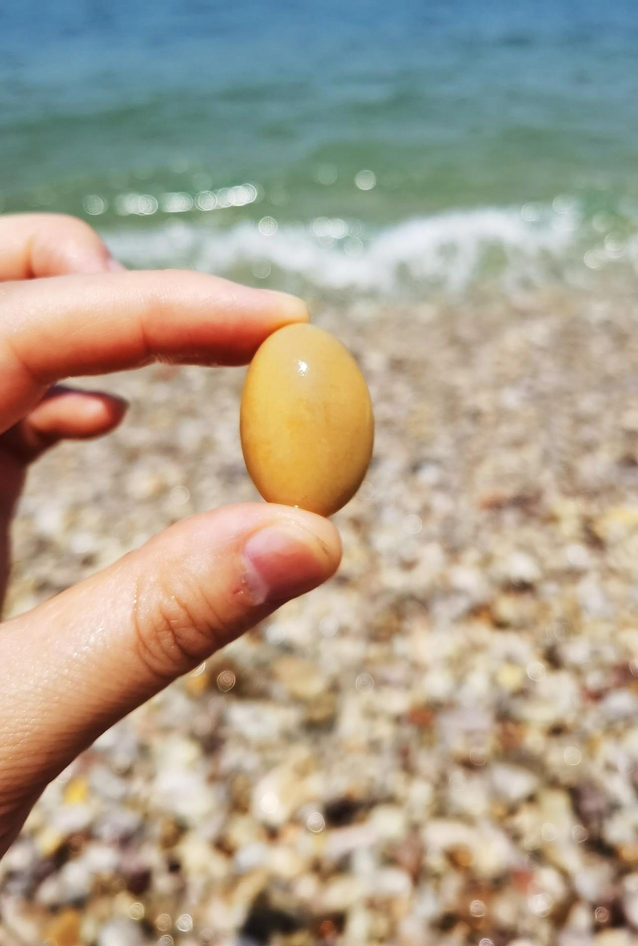虽然在海边捡石头没有捡到心形的，但是我捡了个蛋啊[捂脸]