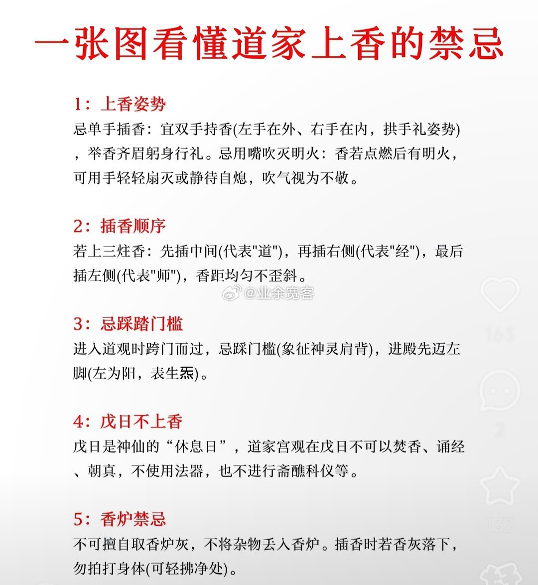 一张图看懂道家上香的禁忌 