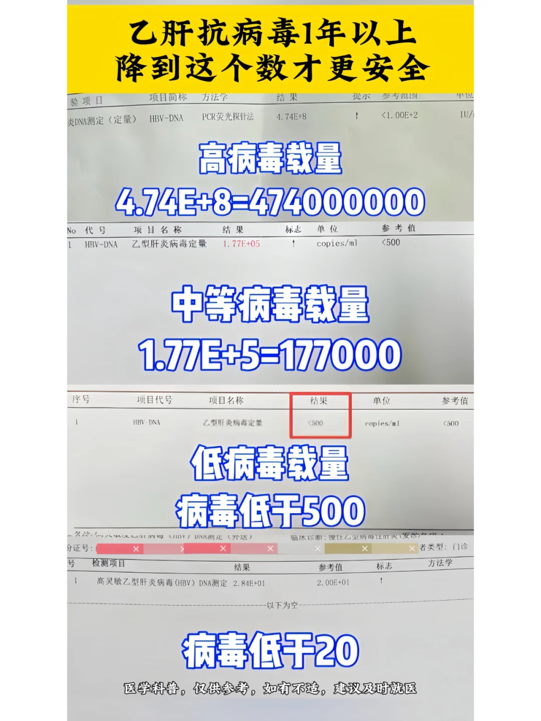 乙肝抗病毒治疗的目的，就是将病毒控制在10或者20以下，病毒较低水平复...