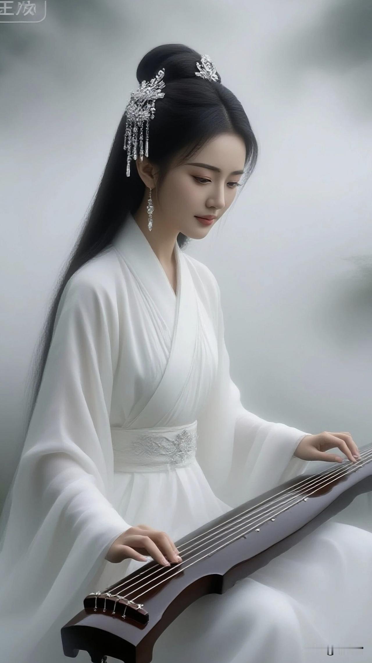 笔落惊鸿，眉目成诗三百阙；
琴鸣照月，相思入词九千弦。
笔墨轻吟 明月一帘诗半首