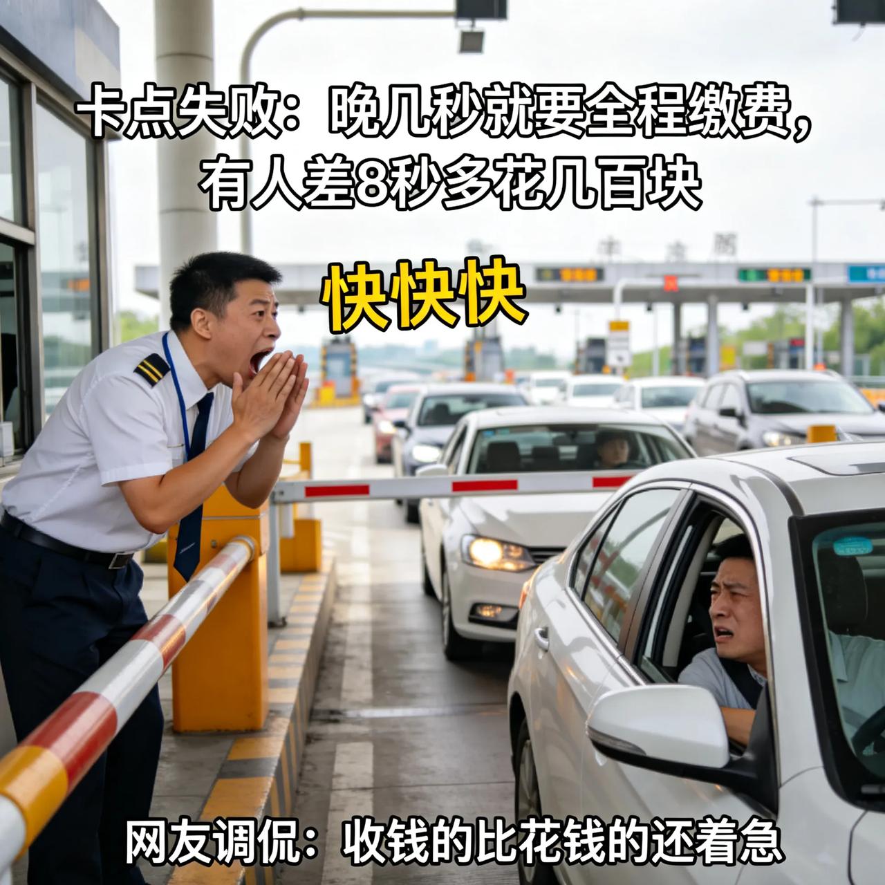 笑喷！高速免费最后时刻，收费员扯嗓子喊：快快快！
 
高速免费最后几分钟太热闹了