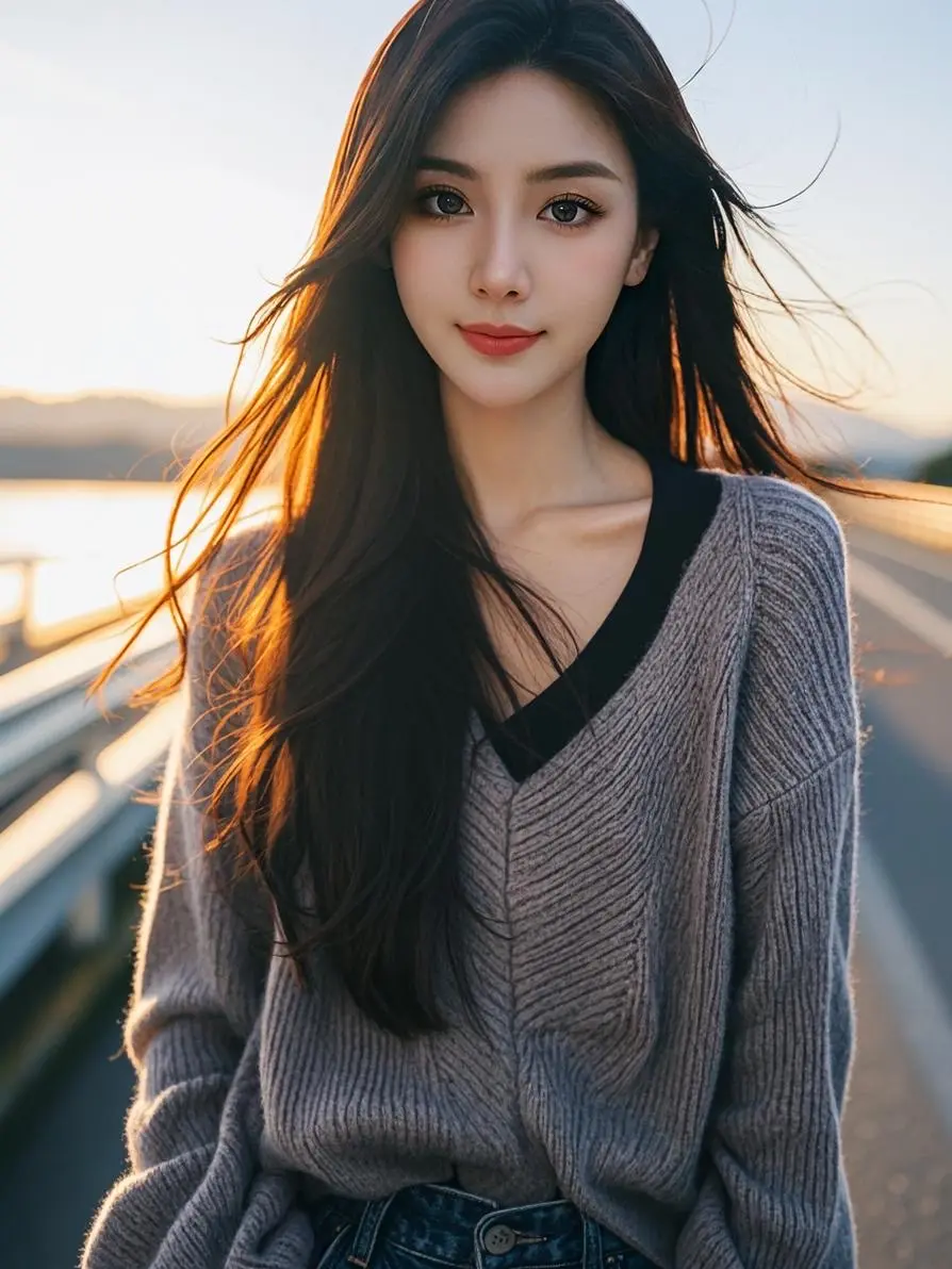 江畔日落 落日余晖映晚霞一抹夕阳美如画