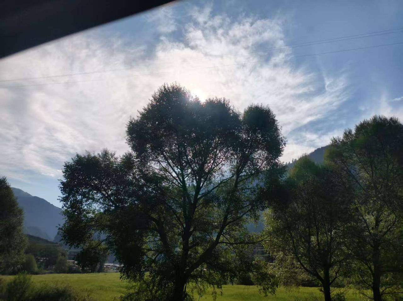 阳光洒在绿意盎然的山间，静谧而美好。🌞🌳🍃