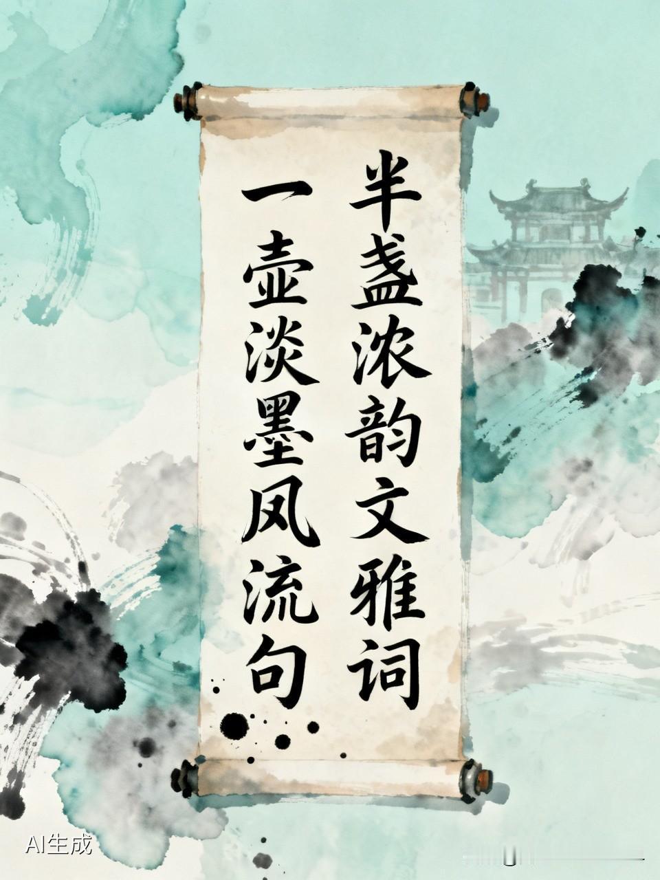 上联：一壶淡墨风流句；下联邀对/下联，半盏浓韵文雅词！