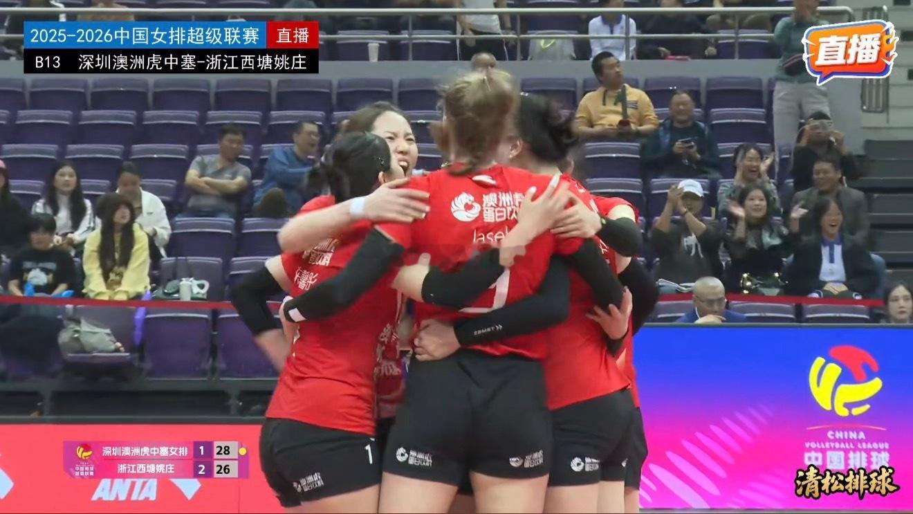 2025-2026中国女排超级联赛B级第13轮深圳澳洲虎中塞vs浙江西塘姚庄第四