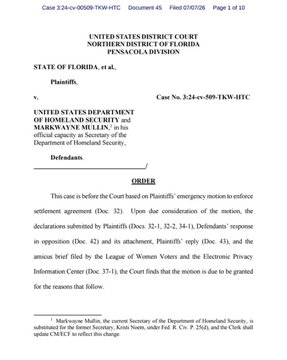 佛罗里达州的一名联邦法官已推翻外国法官Sparkle Sooknanan的裁决，