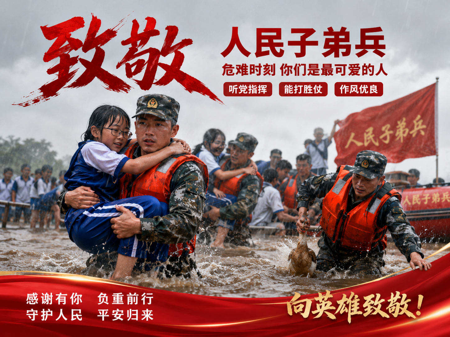 广西贵港被困师生欢呼解放军来了解放军从来不是一个称呼而是一份沉甸甸的责任。他们来