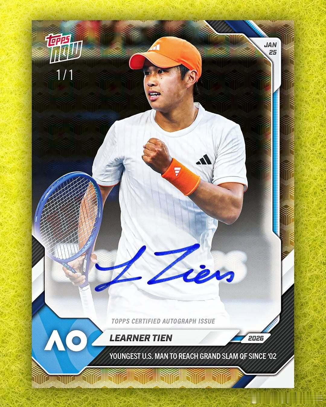 ✨ 新星闪耀，未来可期！🎾 勒纳·钱创造个人澳网最佳成绩，Topps用卡片定格