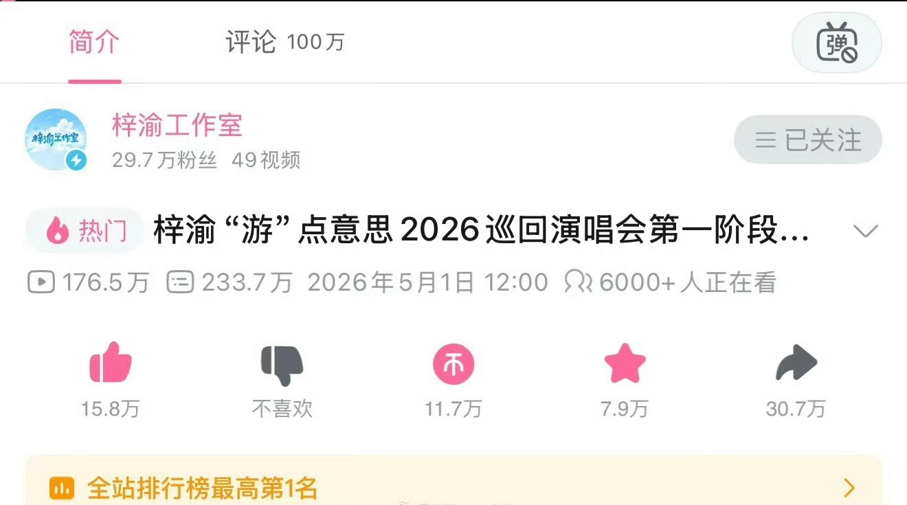 梓渝巡演纪录片全站第一 梓渝 "游"点意思2026巡回演唱会第一阶段纪录片《渝的