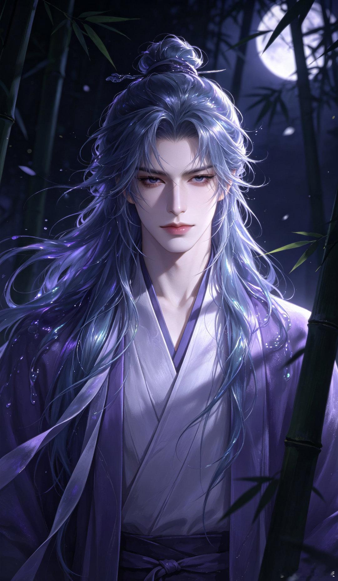 古风银发紫色系美少年壁纸 