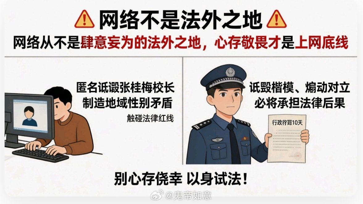 黎某某网上公然侮辱张桂梅校长被行拘【网络从不是肆意妄为的法外之地，心存敬畏才是上