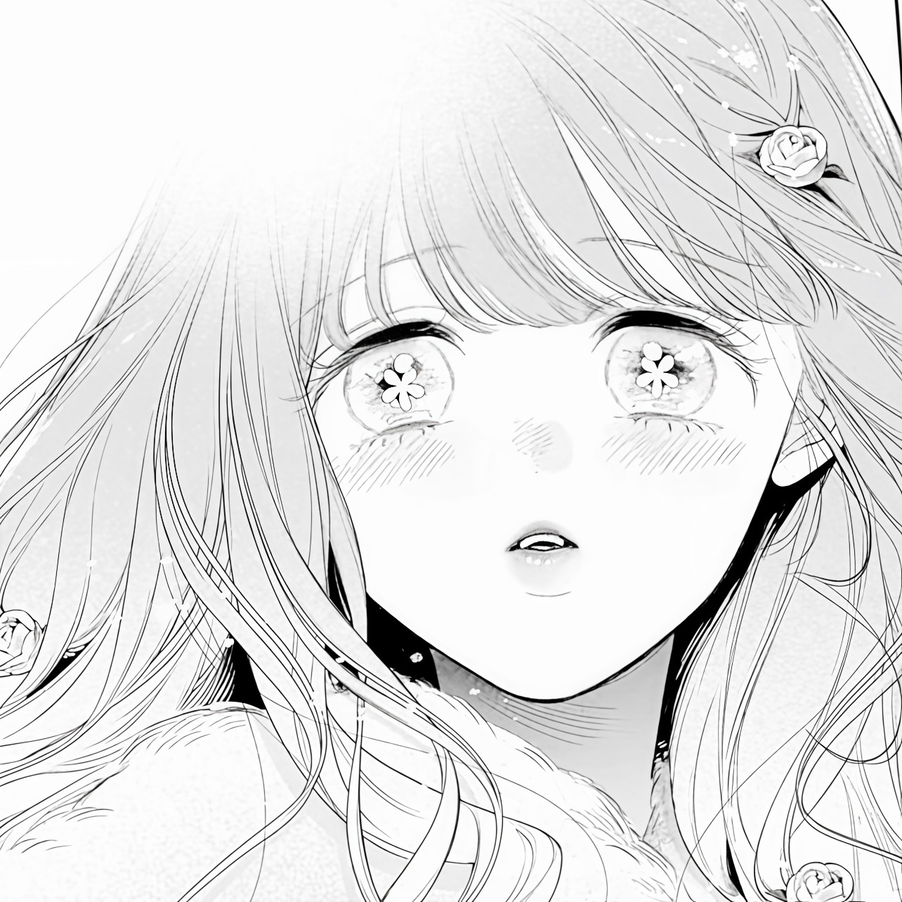 花秘める君のメテオール君掩花间流星将至｜日漫｜漫画｜头像｜女头｜黑白 ​​​