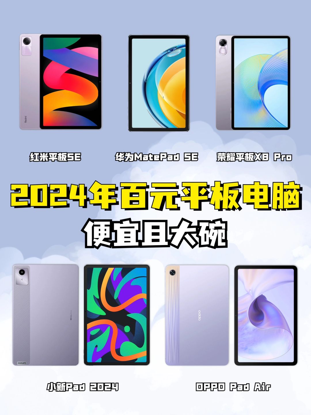 5️⃣款百元平板，2024年高性价比平板推荐❗️