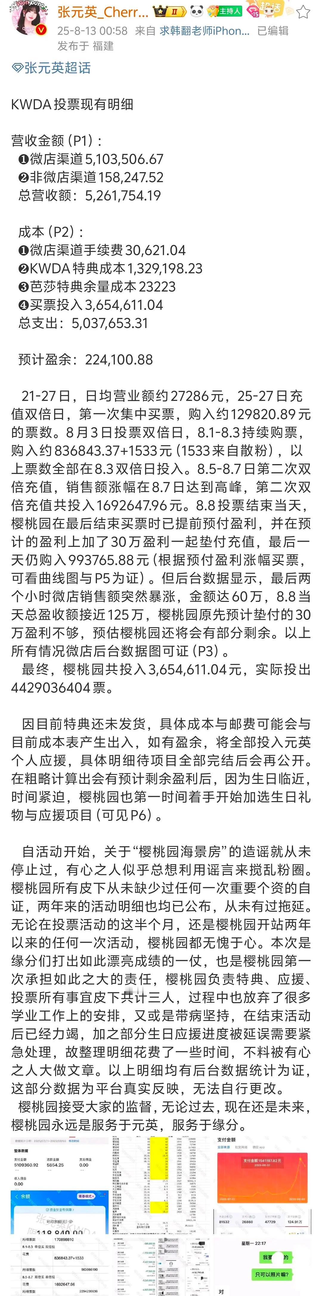 张元英樱桃园kwda投票也出明细了 ​​​