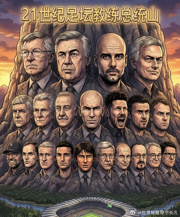 世界足坛教练总统山，顶部四个人毫无争议，齐达内未来潜力巨大！如果问谁是足球之王，