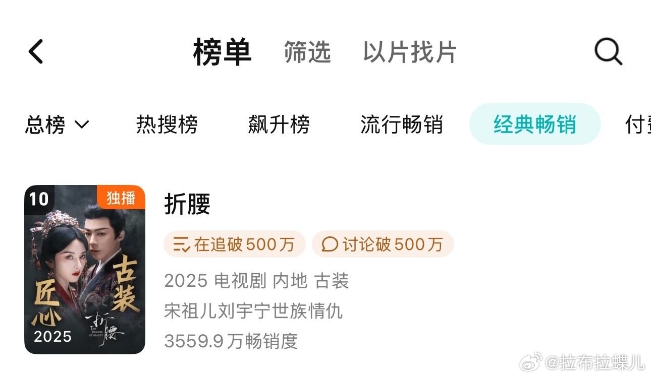 恭喜《折腰》在热播期内进入腾讯视频拉新年榜前10‼️第一个热播期内进前10的S级