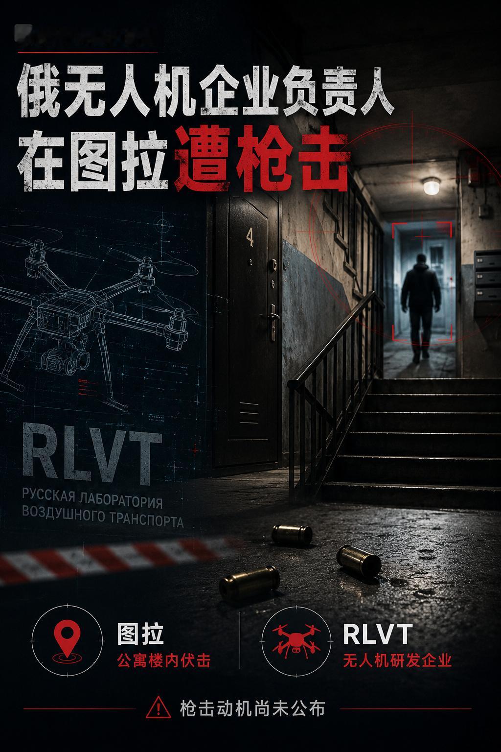 俄媒：图拉一无人机研发企业负责人遭枪击，案件细节仍待官方确认据俄罗斯媒体 Mas