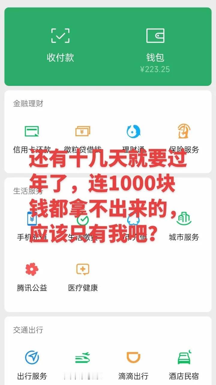 还有十几天就要过年了，连1000块钱都拿不出来的，应该只有我吧？失败中的失败