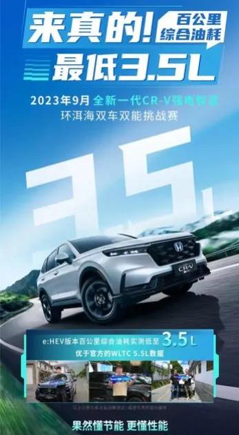 CR-V不愧是老将常青树，在环洱海双车双能挑战赛中，e：HEV版的百公里综合油耗