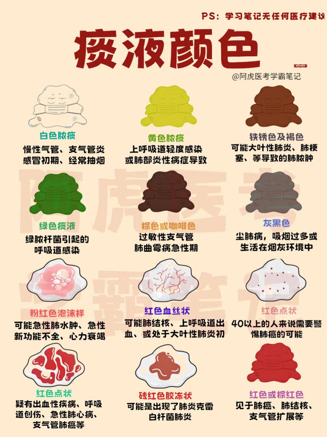 医学生笔记📒｜痰的颜色👆