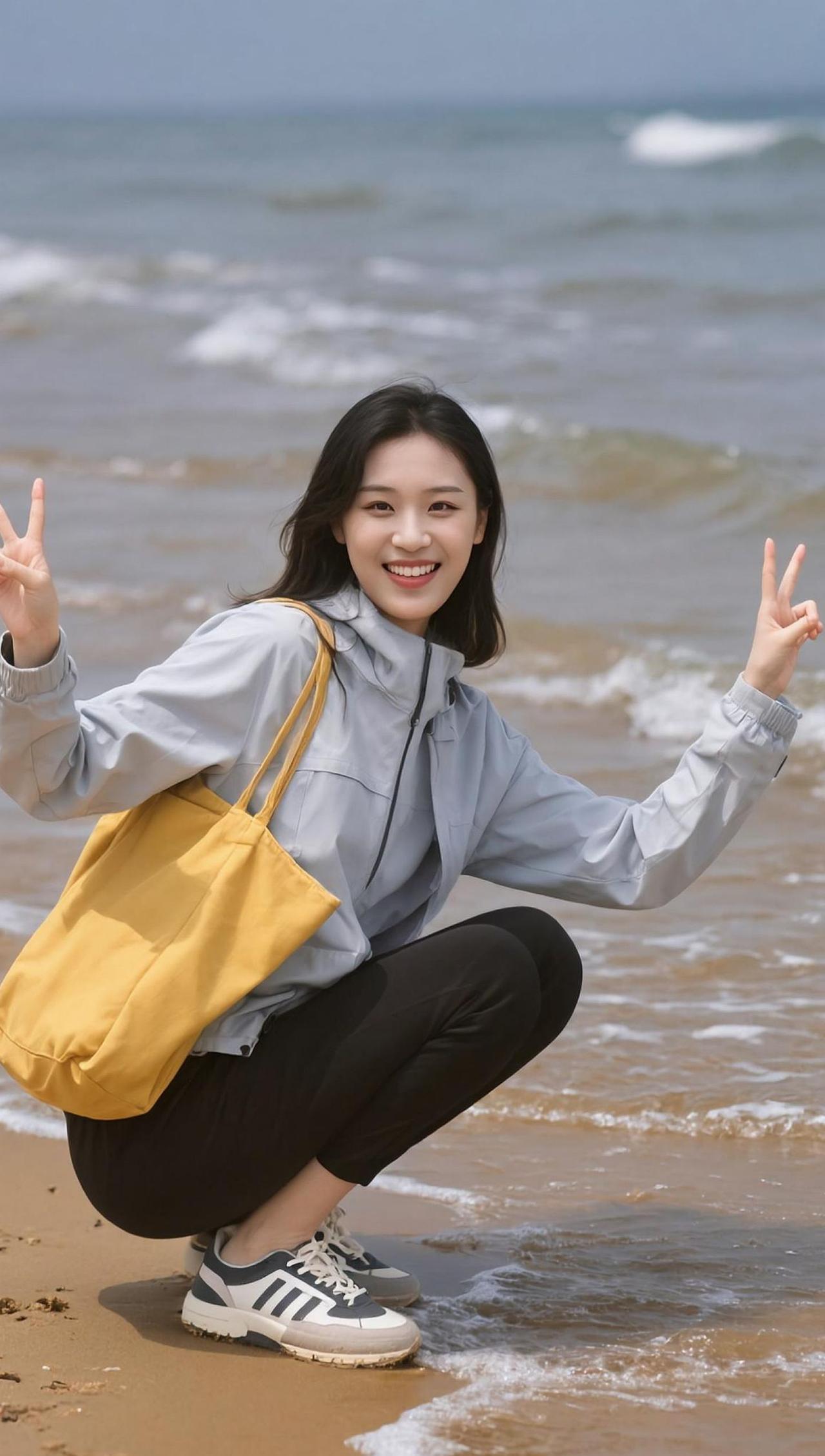 海边的风，吹散了城市的烦恼，却吹不走我的自拍瘾。沙子是大自然的滤镜，海浪是免费的