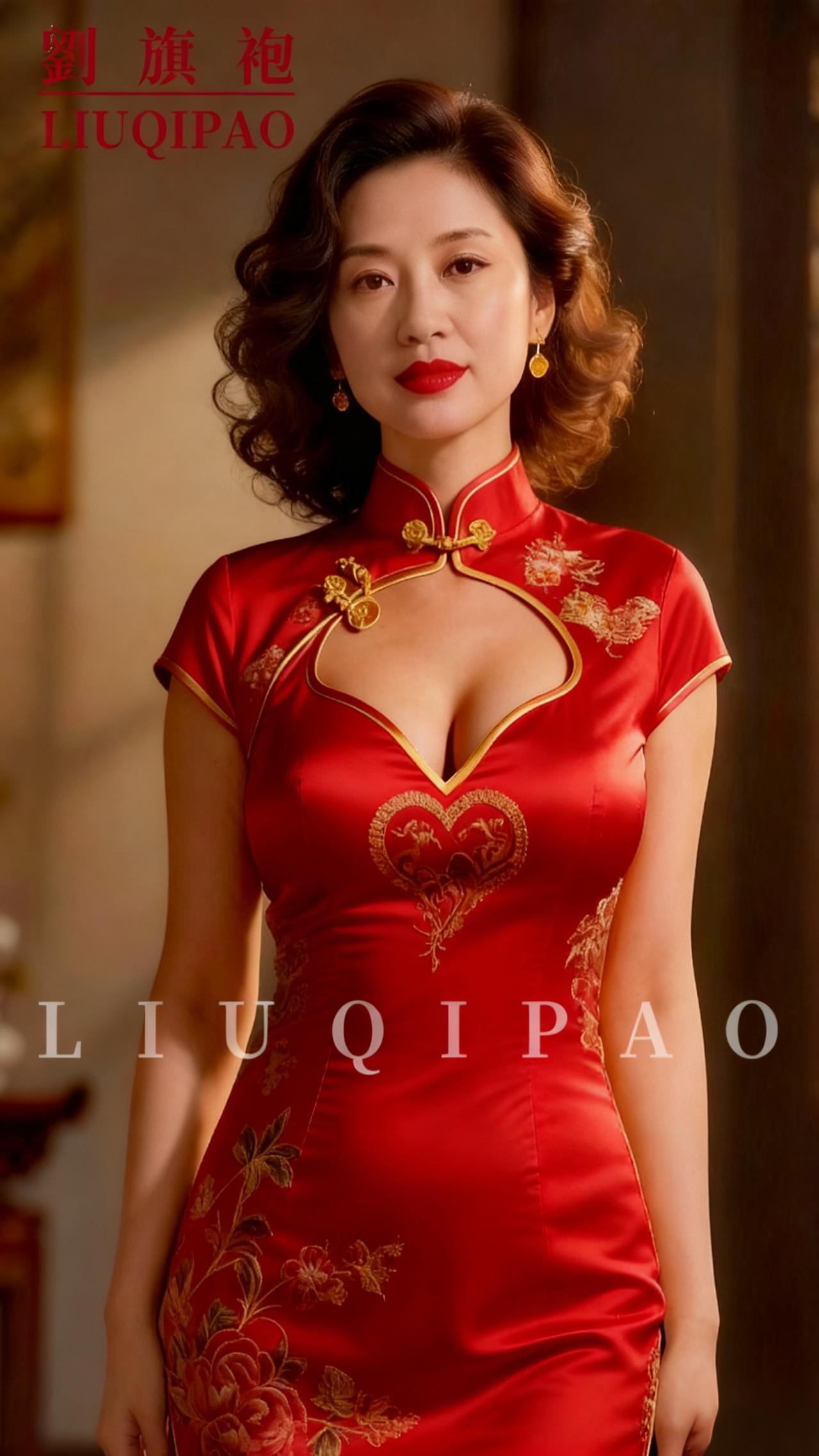 穿红色旗袍的女士真优雅！