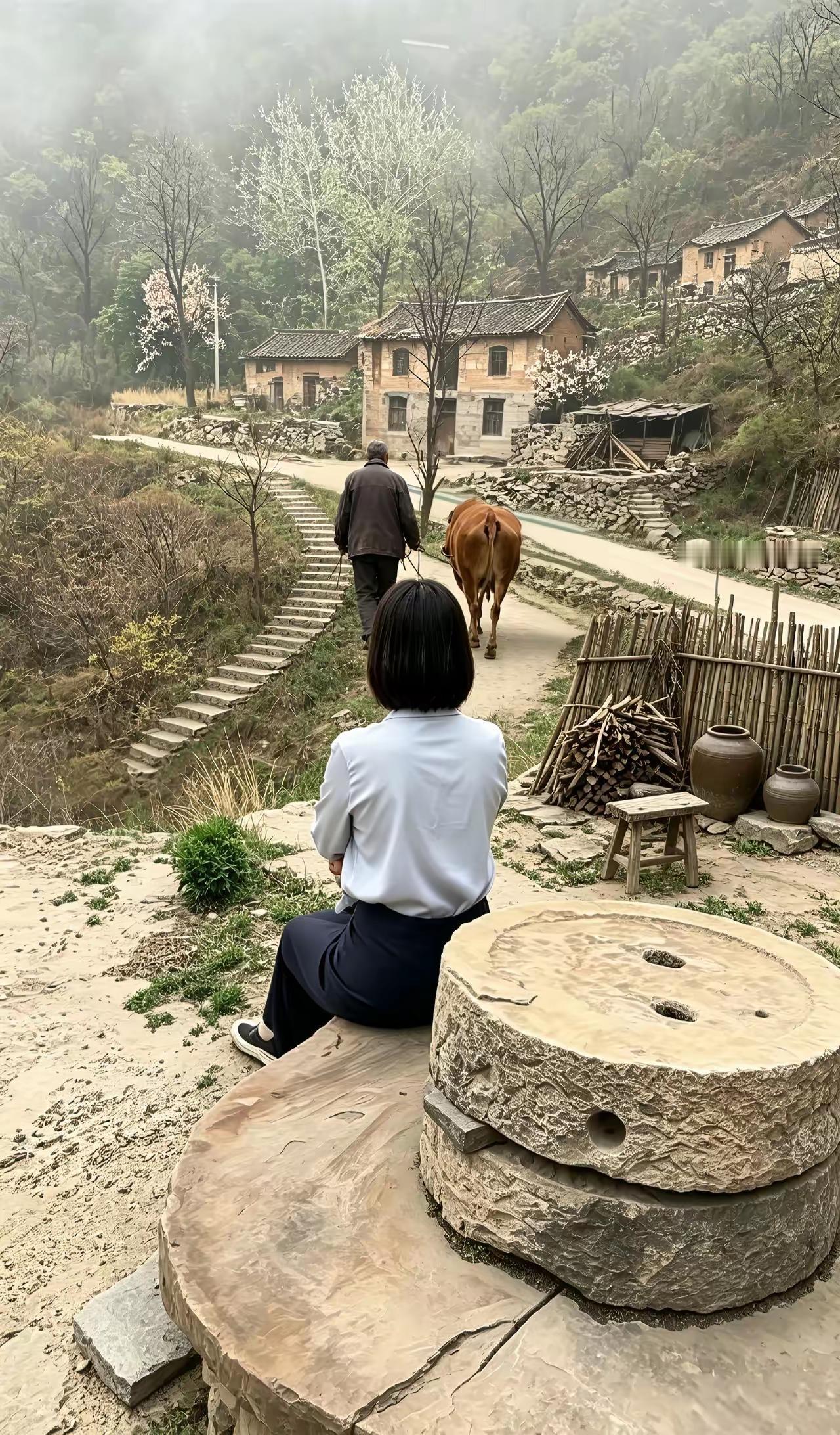 乡村小路，牛儿慢悠悠。