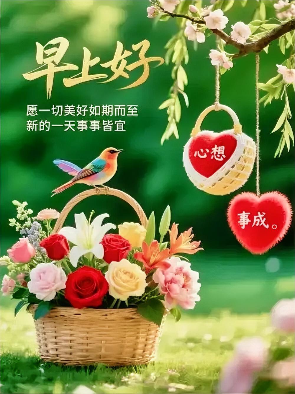 晨光送祝福，愿美好如期，万事顺遂，心想事成。