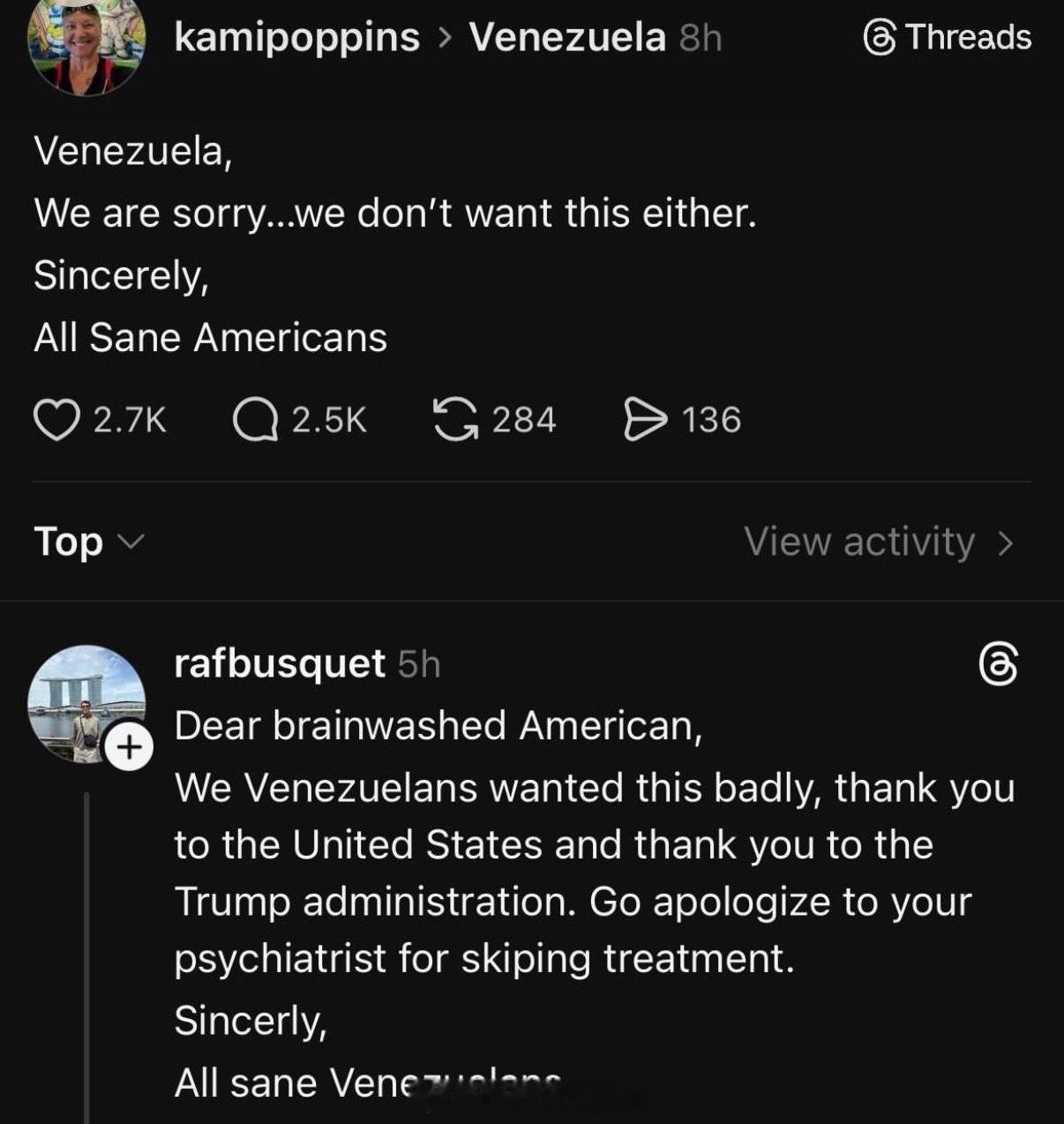 美国人给委内瑞拉人道歉：“委内瑞拉，对不起……我们真的也不想这样。——所有理智的