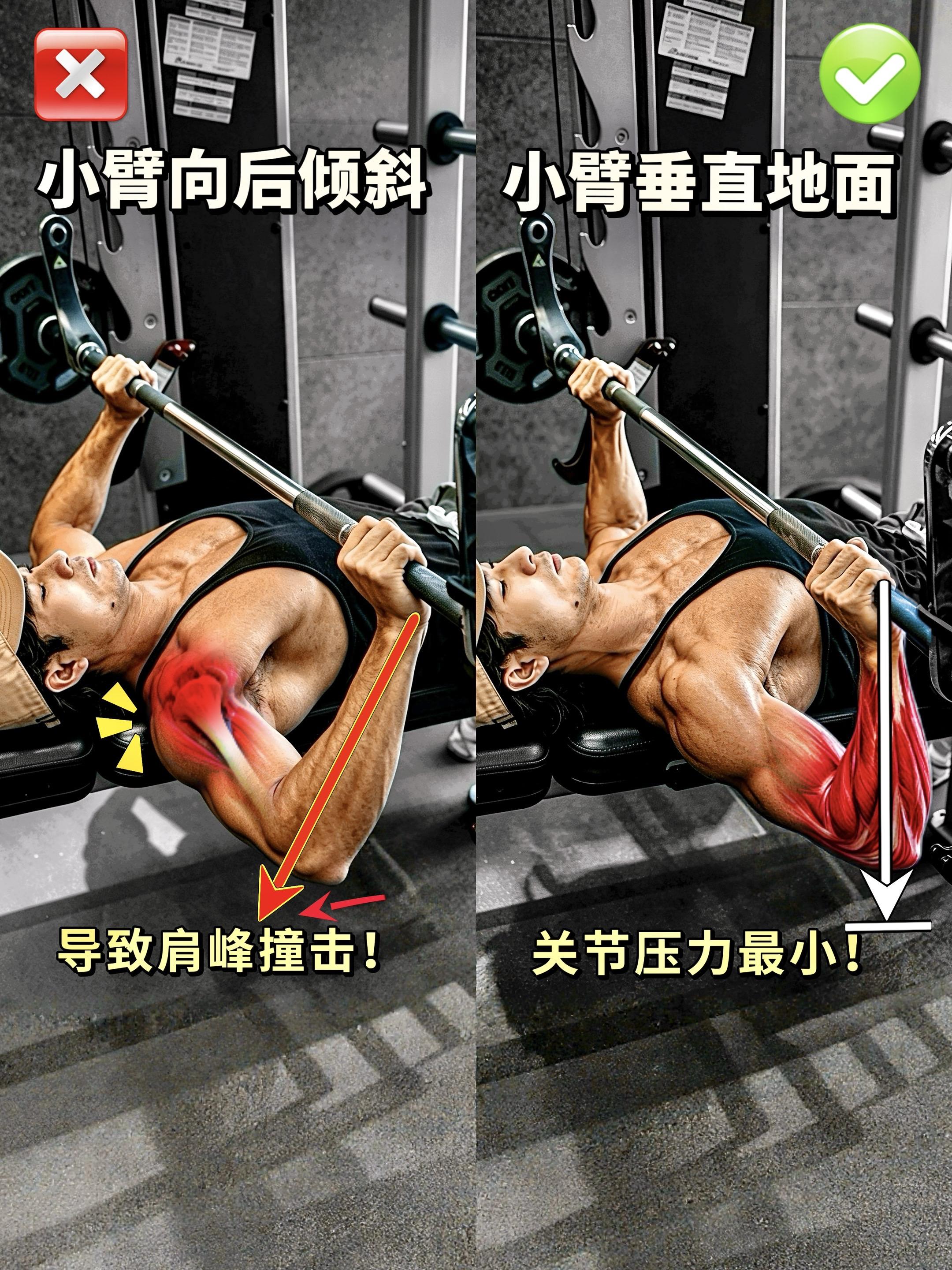 史密斯卧推正确做法，练胸少走几年弯路！练史密斯杠铃卧推关节难受，胸肌还...