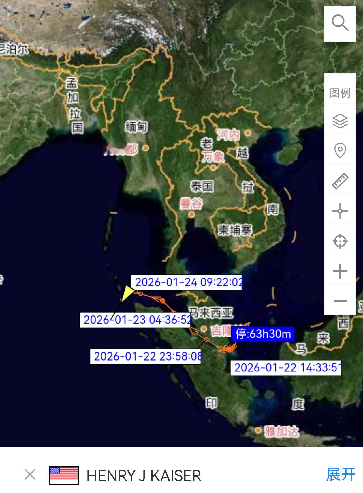 1月20号，林肯号(CVN-72)航母打击群离开马六甲海峡进入印度洋(图2)。同