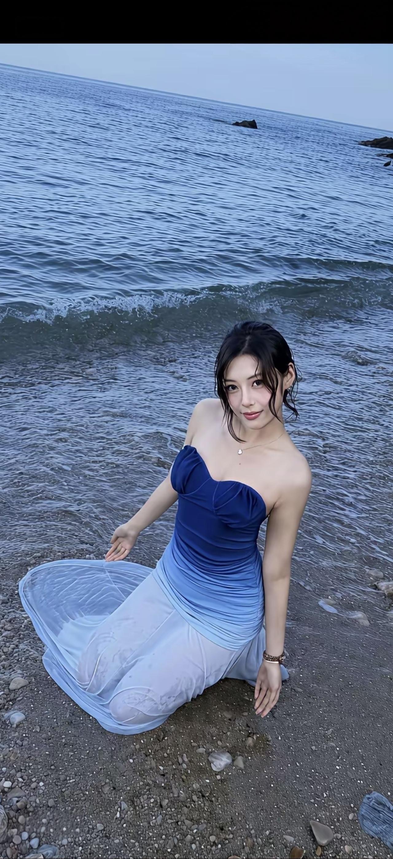碧海潮生处，美人倚浪来。