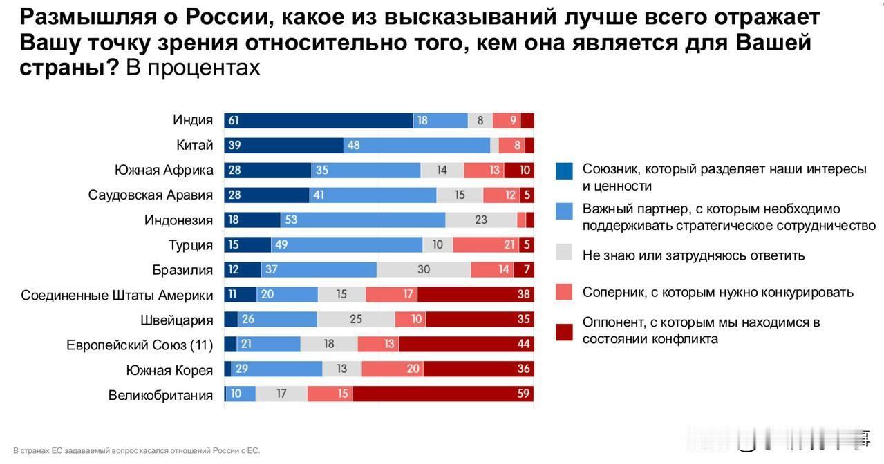 🇪🇺🇷🇺俄罗斯——盟友、竞争对手还是敌人？ 11个国家和欧盟对俄罗斯的态