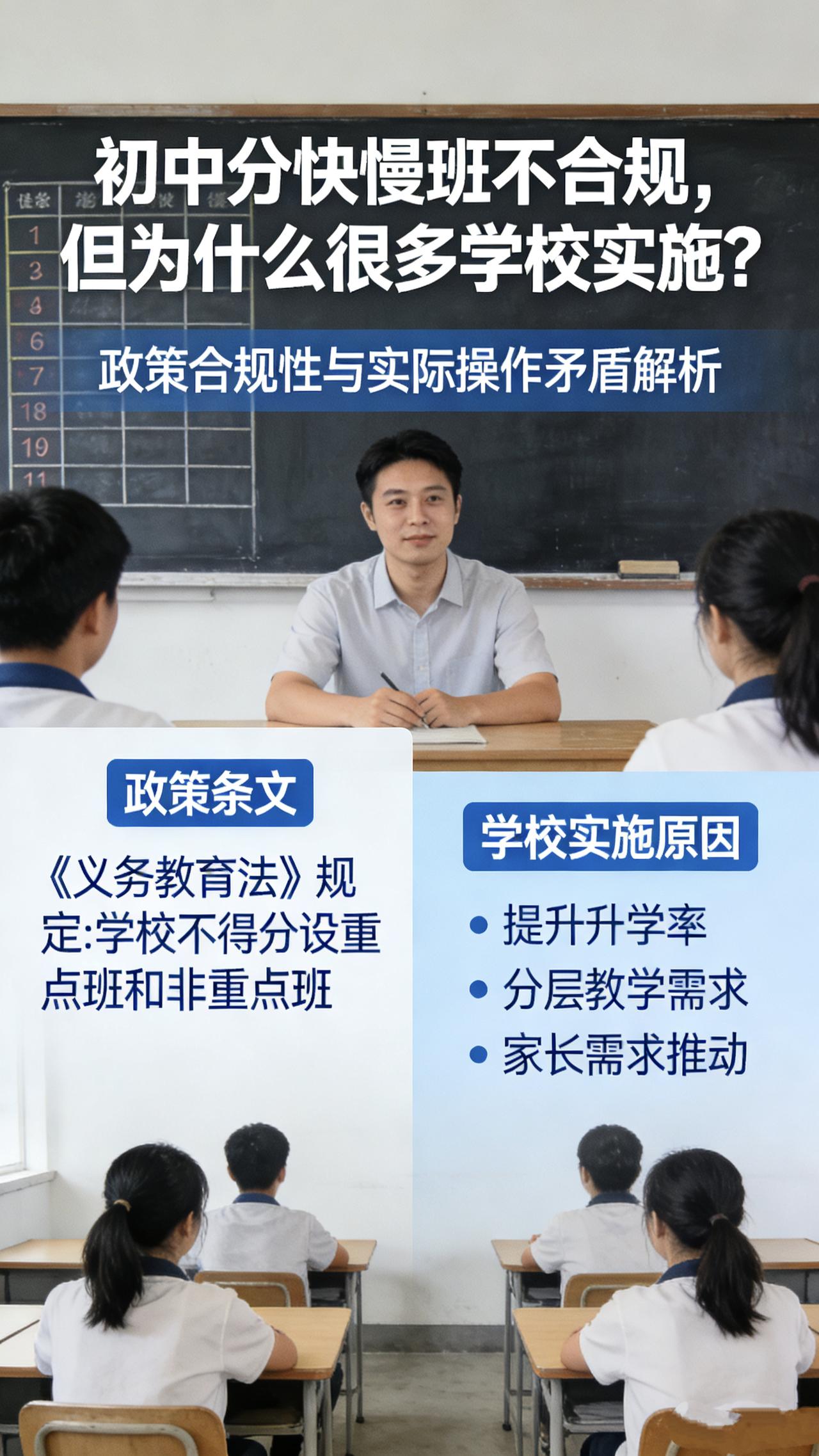 初中分快慢班不合规，但为什么很多学校实施？初中分快慢班确实属于违规行为。国家政策
