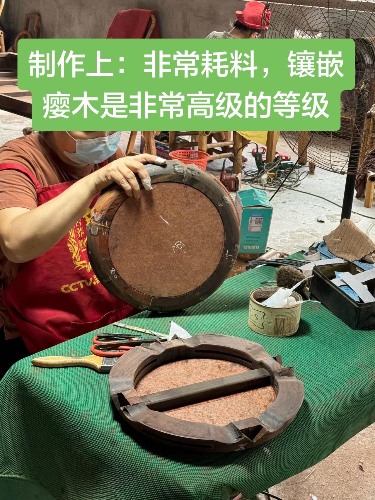 大红酸枝五足鼓凳制作过程