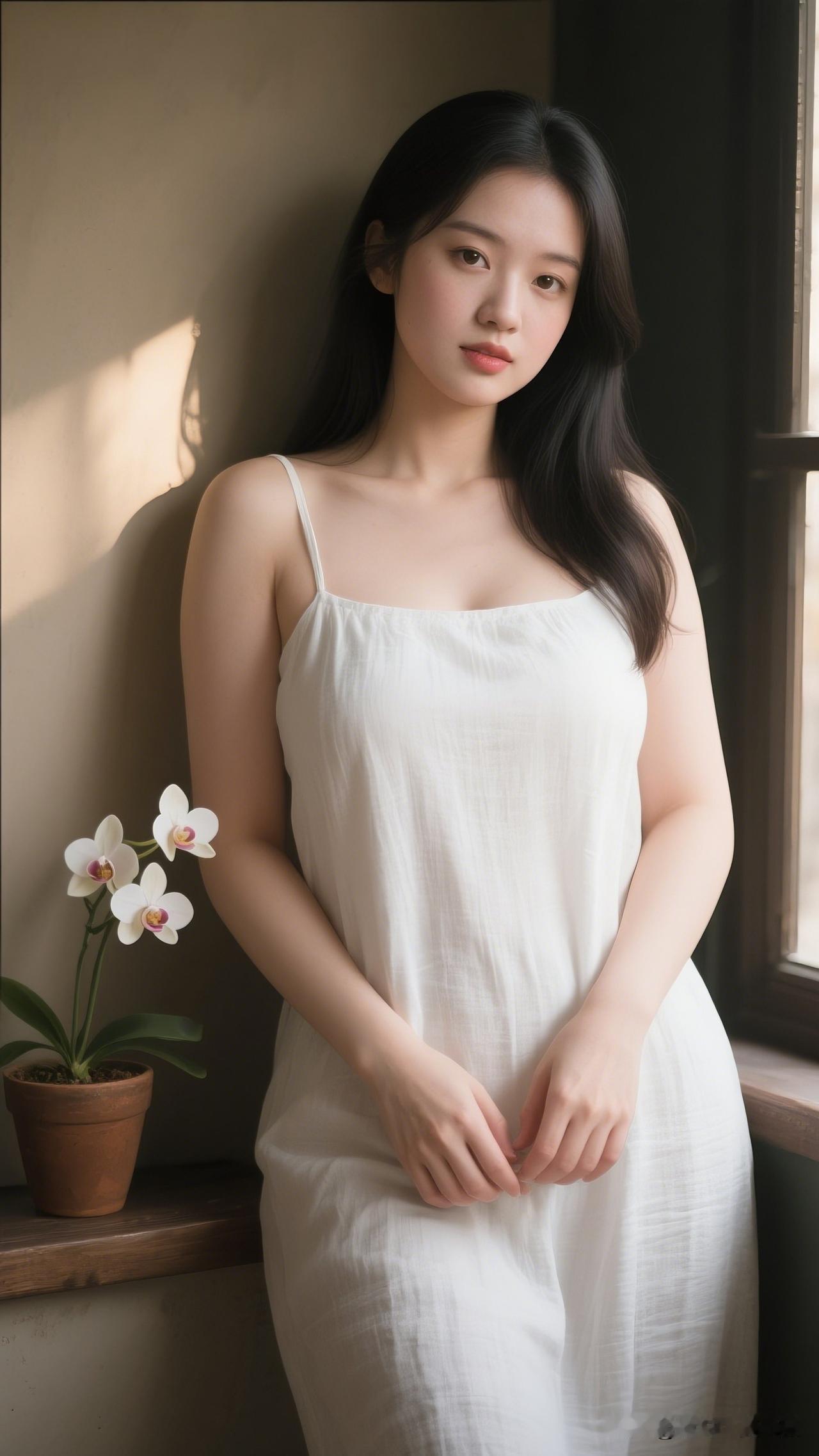 静倚窗前，花影入梦。什么样的穿搭看着就很舒服 温柔时光，静谧如你