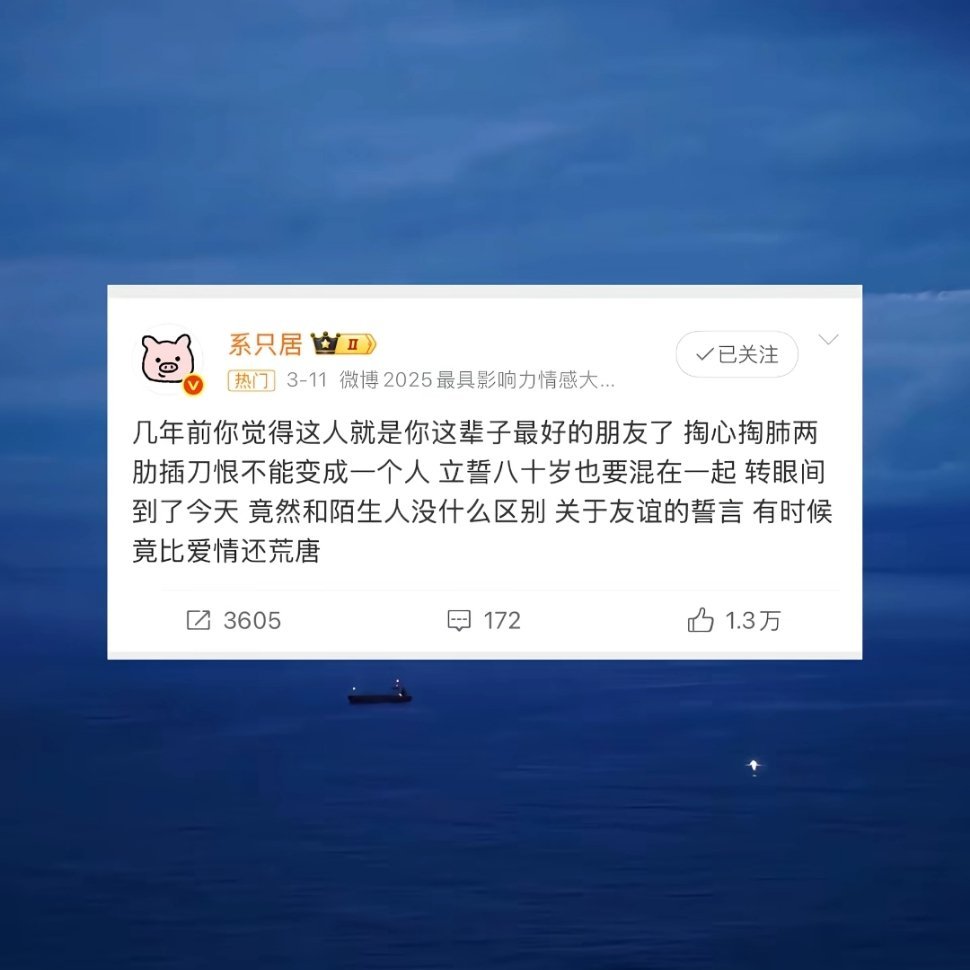 人和人之间本来就是在一个被迫的环境相交的友谊 一旦这个环境没有了 就像玩游戏通关