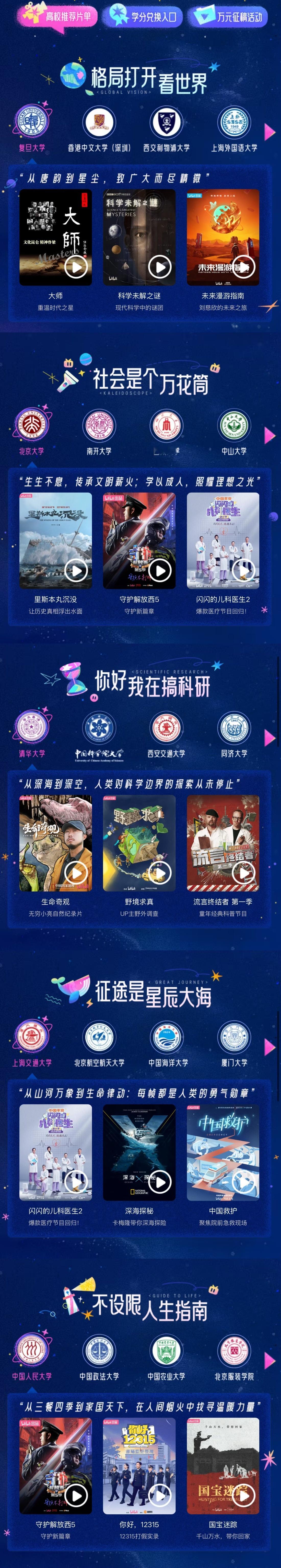 清北学霸原来跟我看一样的片 老母亲狂喜！小破站的这波百所高校推荐片单是真的硬核，