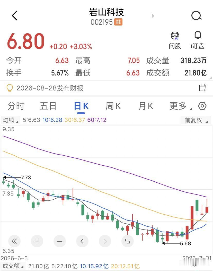 半导体一回落，岩山科技就涨，其实是资金没地方去了，岩山科技7月31日全天额成交额