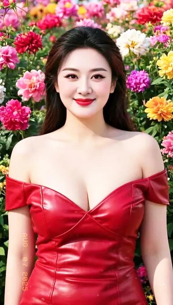 夏日红裙与花海相映，绽放出别样魅力！🌸💃