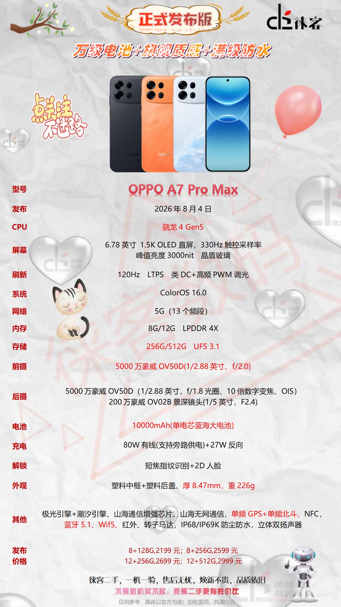 一图看懂oppo A17promax配置参数oppo oppoa17promax