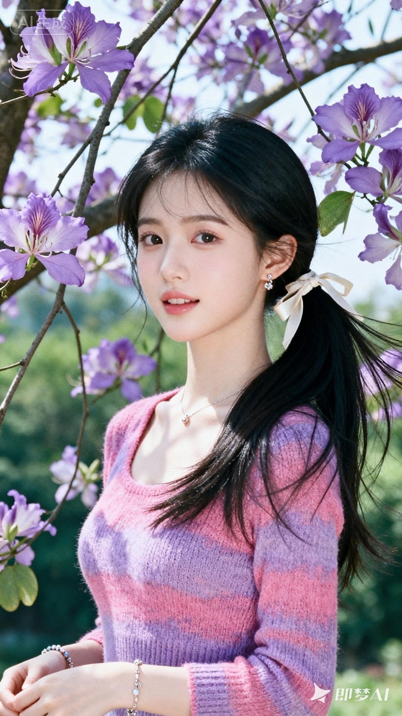 这姑娘在花丛中真好看！