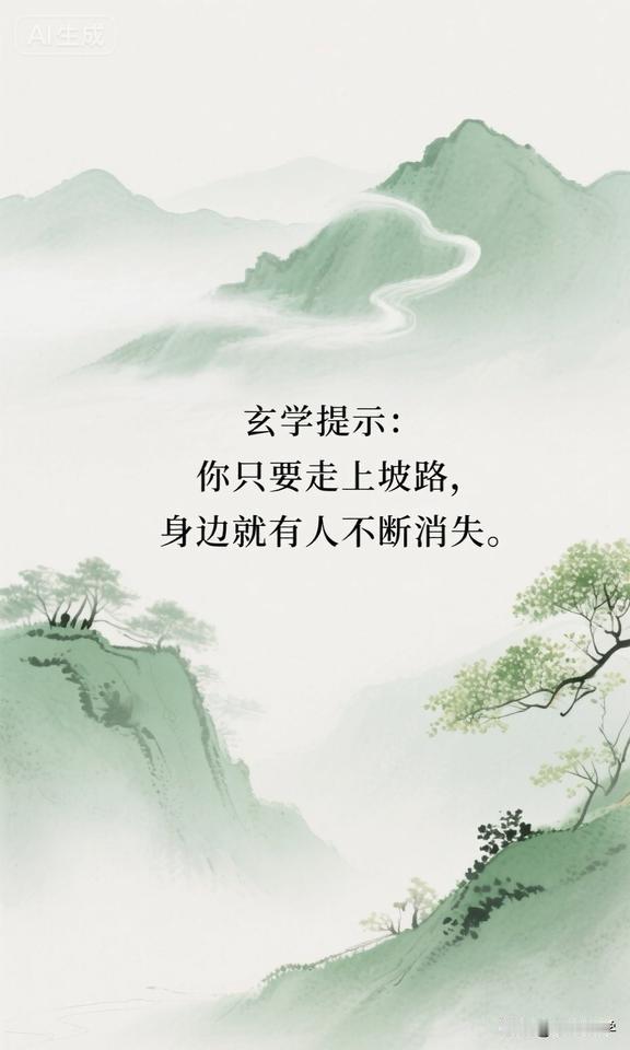 玄学提醒：你只要走上坡路，身边就有人不断消失。

这不是诅咒，是规律。你越往上走