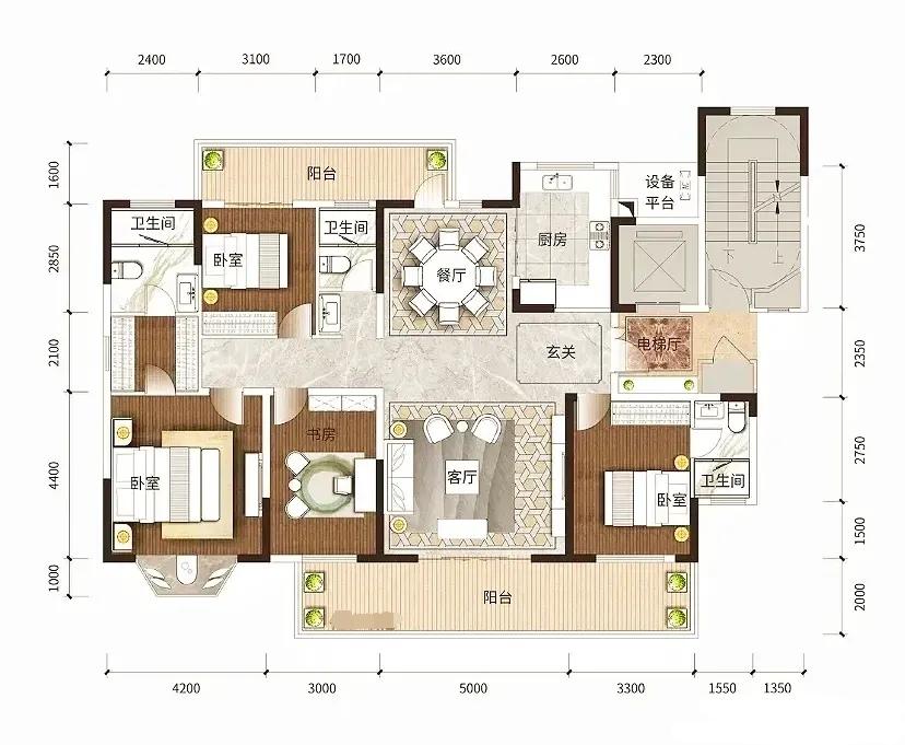 布局周正，结构严谨，平实中见功力，细节里藏匠心。
 
电梯入户，私梯专享，归家仪