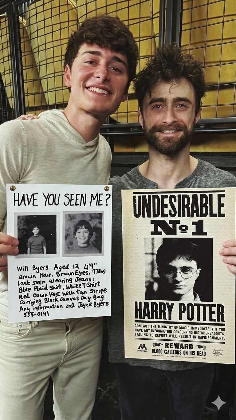 网友给哈利和威尔的合影加上了他们各自的“寻人启事”海报。 