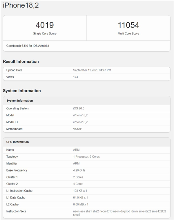苹果iPhone 17系列这个性能怎么样？Geekbench 6单核成绩突破40