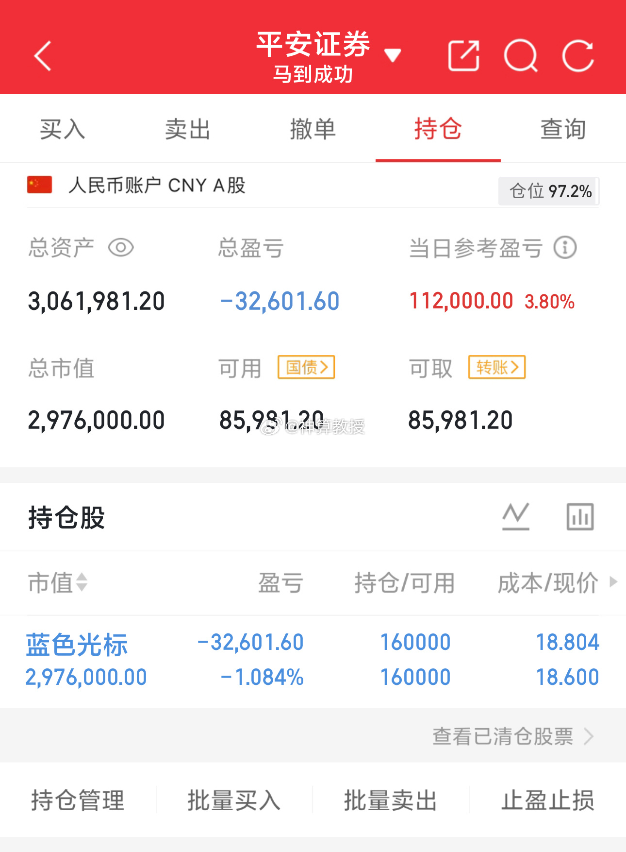 300万本金，目标1年做到1500万，1年翻五倍，欢迎各位关注！（第26天） 持